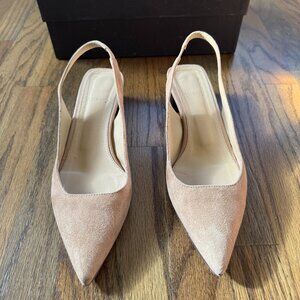 Theory Block Heel Slingback in Suede (Size 7)